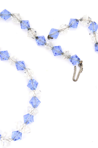 Art Deco Vintage Blue Clear Crystal Necklace