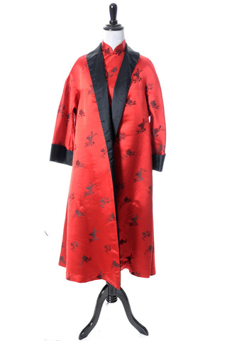 1950s Chinese Inspired Red and Black Satin Vintage Dress and Reversible Coat - Dressing Vintage