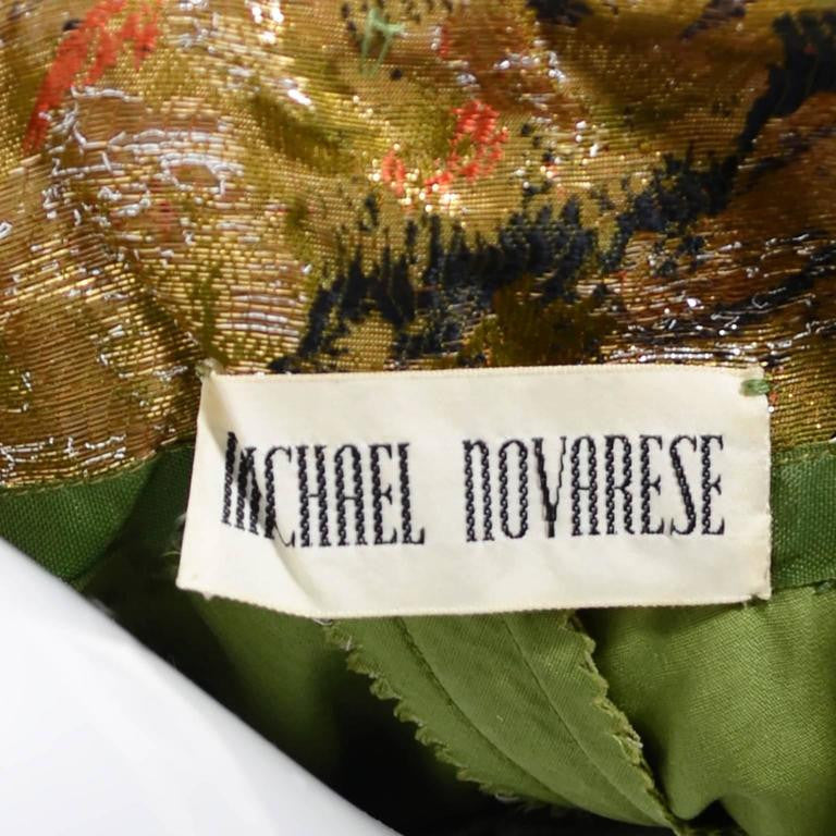 Michael Novarese 1960s Vintage Gold Floral Lam Ballgown Dress Audrey Modig Michael Novarese 1960s Vintage Gold Floral Lam Ballgown Dress Audrey Modig