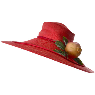 Bes-Ben Vintage Wide Brim Pomegranate Floppy Hat - Dressing Vintage