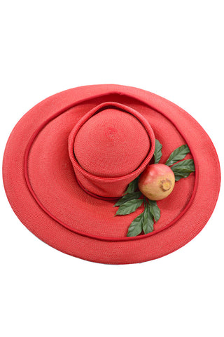 Bes-Ben Vintage Wide Brim Pomegranate Floppy Hat - Dressing Vintage