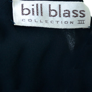 1980s Bill Blass Vintage Black Silk Cocktail Dress w Tiered Ruffles 6/8