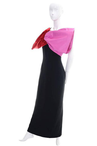 Bill Blass Vintage Evening Gown w/ Red & Pink XL Bow from Dressing Vintage
