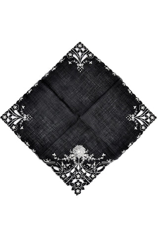 Embroidered vintage black mourning handkerchief hankie