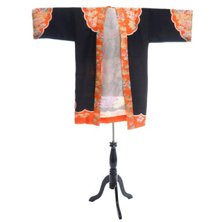 Japanese Fine Silk Vintage Kimono Robe or Jacket Gorgeous Floral Print - Dressing Vintage
