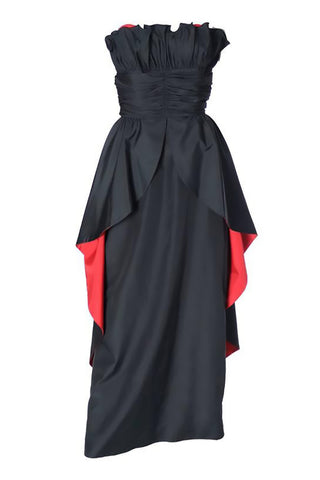 Strapless Black Goth Evening Gown Red Details | Dressing Vintage