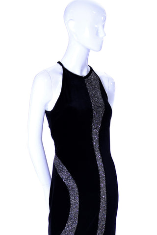 M Studio Vintage 1970s black stretch velvet dress with metallic sparkle SOLD - Dressing Vintage