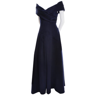 Navy Blue Vintage Victor Costa Dress Evening Gown 