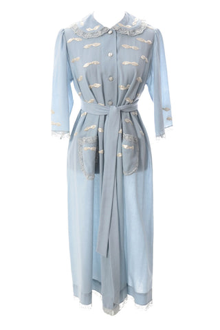 Vintage blue robe from I Magnin 1950s - Dressing Vintage