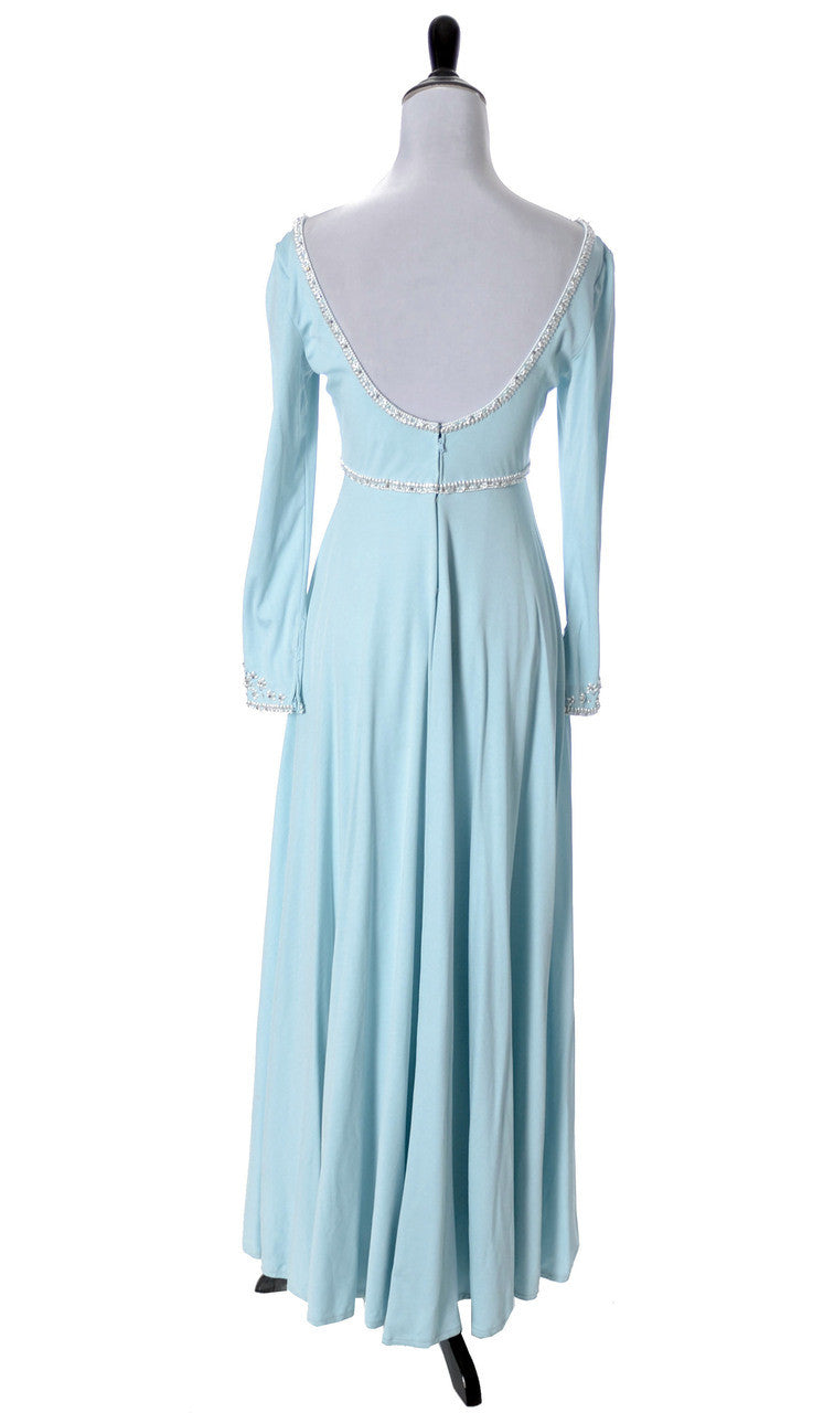 Victoria Royal Ltd. Vintage blue maxi dress with beading and rhinestones – Modig Victoria Royal Ltd. Vintage blue maxi dress with beading and rhinestones – Modig