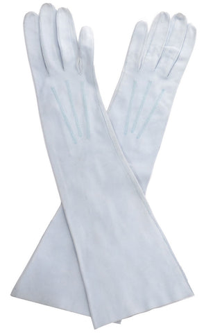 Baby Blue Kid Leather Vintage Gloves Argentina Size 6.75 - Dressing Vintage