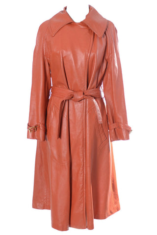 Vintage long orange leather Bonnie Cashin design Sills coat - Dressing Vintage