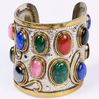 Morita Gil Chile Vintage Cabochon Cuff Bracelet in Original Box Gemstones