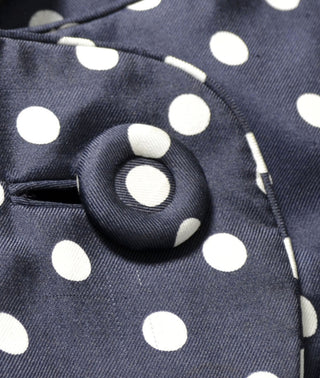 Ceil Chapman Vintage Dress Navy Silk Polka Dots SOLD - Dressing Vintage