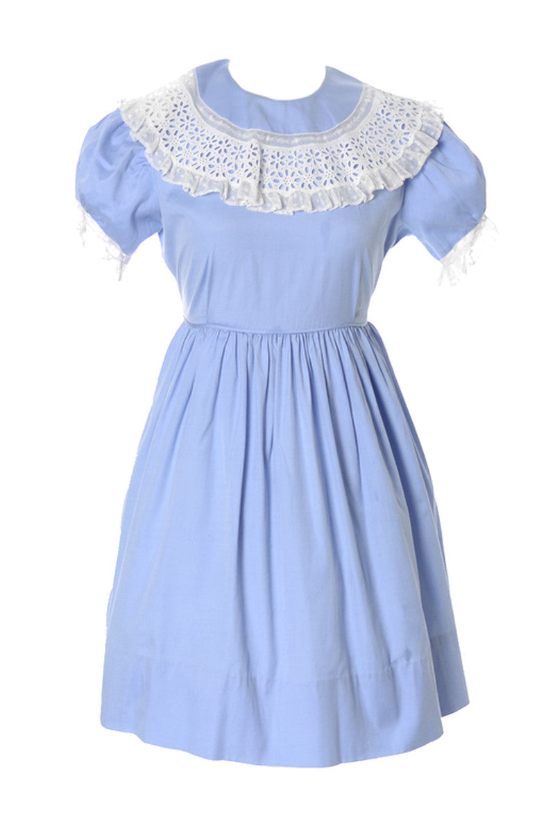 1950s Celeste Vintage Little Girl's Pale Blue Dress w/ Lace Collar 1950s Celeste Vintage Little Girl's Pale Blue Dress w/ Lace Collar