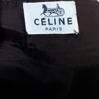 1970s Celine Paris Brown Skirt w/ Leather Trim & Gold Buckle