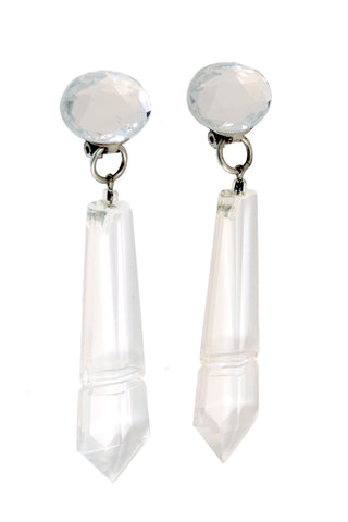 Vintage Clear Acrylic Chandelier Crystal Drop Earrings