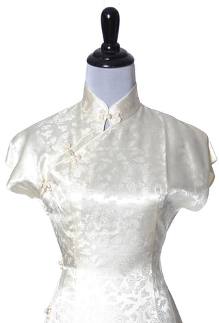 Cheongsam vintage dress Ivory silk with coat - Dressing Vintage