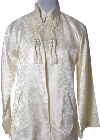 Cheongsam vintage dress Ivory silk with coat - Dressing Vintage