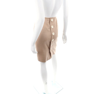 Button Back Christian Dior Vintage Camel Wool Pencil Skirt Size 8