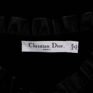 Christian Dior Paris Black Evening Cocktail Dress W Leather Ruffle Italy