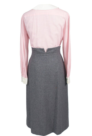 Vintage Christian Dior gray wool skirt with paper bag waist mint - Dressing Vintage