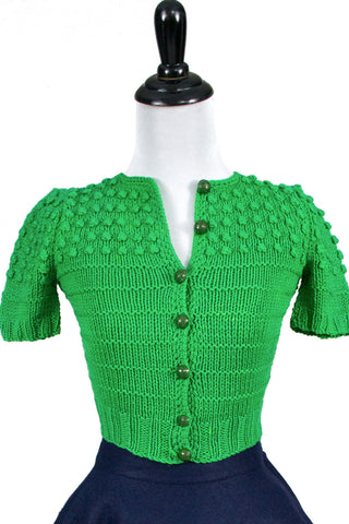 Vintage little girl's green knit sweater 1950s SOLD - Dressing Vintage