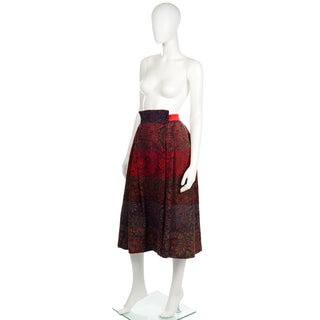 Comme Des Garcons vintage 1980s red patterned avant garde skirt w velvet