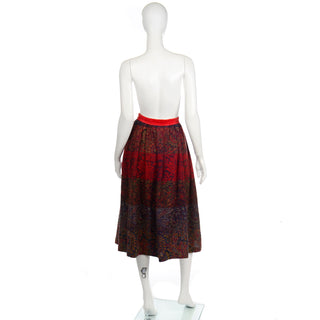 Comme Des Garcons vintage 1980s red patterned avant garde skirt with red velvet