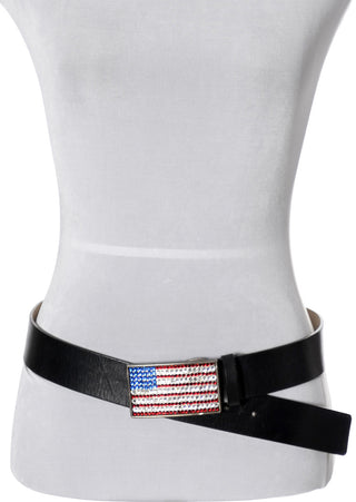 BLING Neiman Marcus Vintage Belt USA Flag Buckle Deadstock - Dressing Vintage