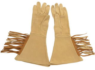 Deerskin Vintage Gauntlet Gloves Western Motorcycle Fringe - Dressing Vintage