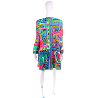 Bold Vintage Diane Freis Beaded Cotton Abstract Print Jacket W Beads and Sequins