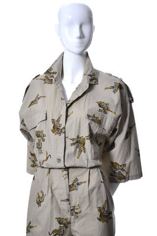 Vintage Diane Von Furstenberg Tiger Print Safari Jumpsuit - Dressing Vintage
