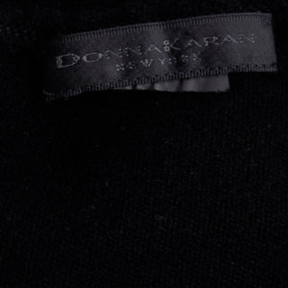 1990s Vintage Donna Karan 90s Black Knit Sheer Mesh Top