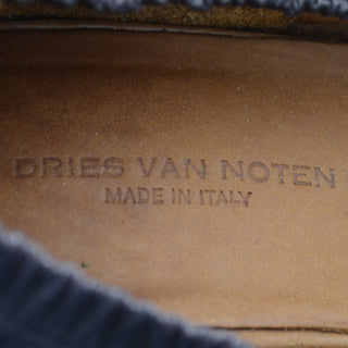 Dries Van Noten Midnight Blue Leather Wedge Pumps Covered Heels 7.5 - Dressing Vintage