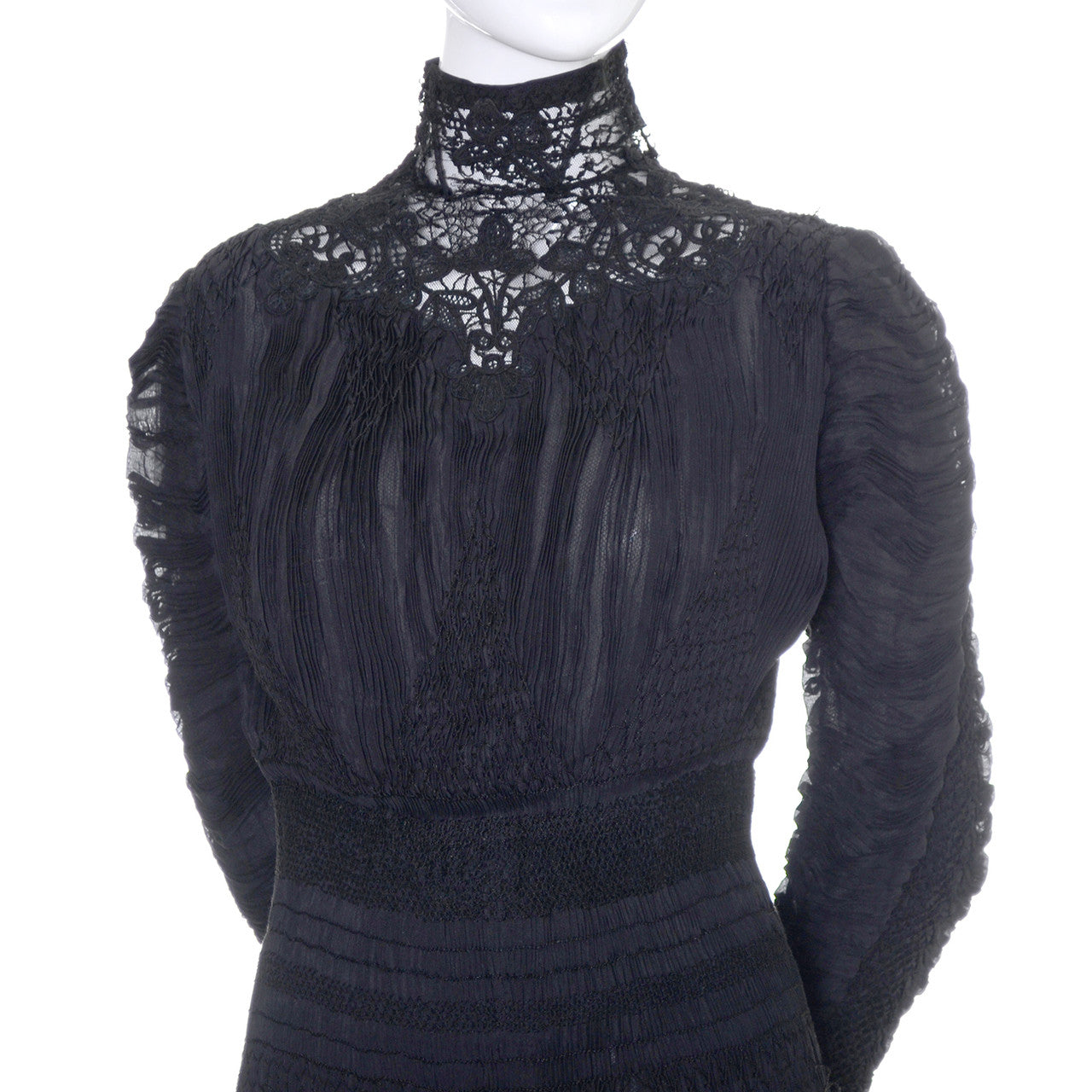 Antique Edwardian Black Lace Vintage Dress Cotton Voile Victorian Mourning Gown Modig Antique Edwardian Black Lace Vintage Dress Cotton Voile Victorian Mourning Gown Modig