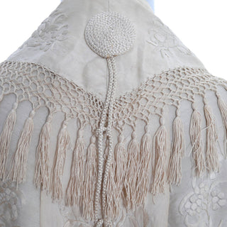 Silk embroidered tassle shawl