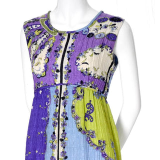Signed Crinkle Silk Vintage 1960's Emilio Pucci Maxi Dress