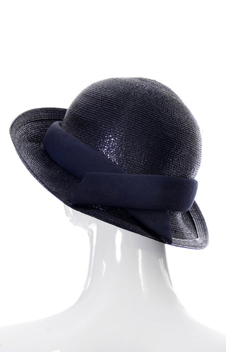 Emme New York Navy Blue Straw Vintage 1960s Hat Bonwit Teller MINT - Dressing Vintage