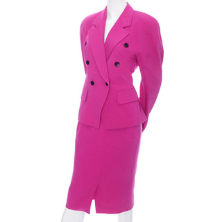 1980s vintage suit hot pink wool