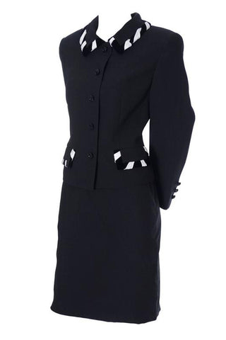 Escada Couture 1990's black wool skirt suit