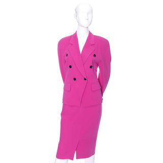 Vintage Escada pink wool skirt suit