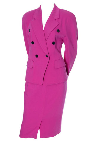 Escada hot pink wool suit 1980's