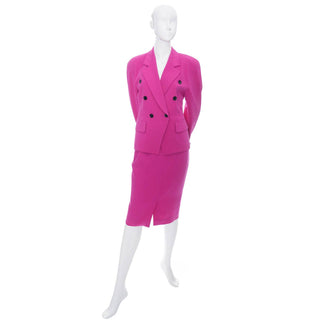 Pink wool 1980's skirt suit by Escada
