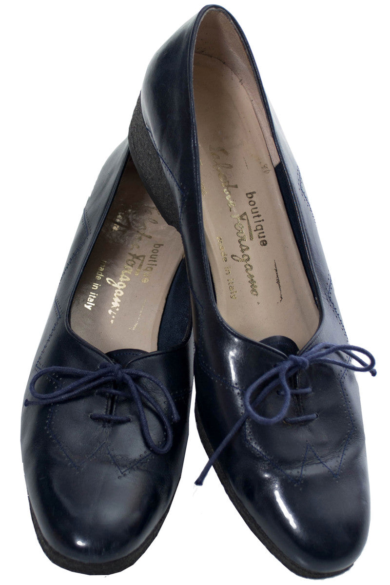Navy Blue size 9N Salvatore Ferragamo vintage lace up shoes – Modig Navy Blue size 9N Salvatore Ferragamo vintage lace up shoes – Modig