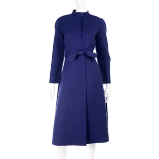 1976 Geoffrey Beene Vintage Coat and skirt in Royal Blue Wool designer vintage