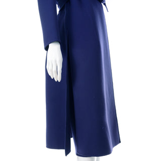 1976 Geoffrey Beene Vintage Coat and skirt in Royal Blue Wool minimalism