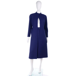 1976 Geoffrey Beene Vintage Coat and skirt in Royal Blue Wool