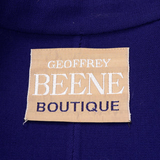 1976 Geoffrey Beene Vintage Coat and skirt in Royal Blue Wool rare