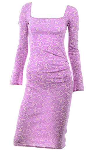 1998 Gianni Versace Couture Vintage Lavender Silk Dress Spring Pink